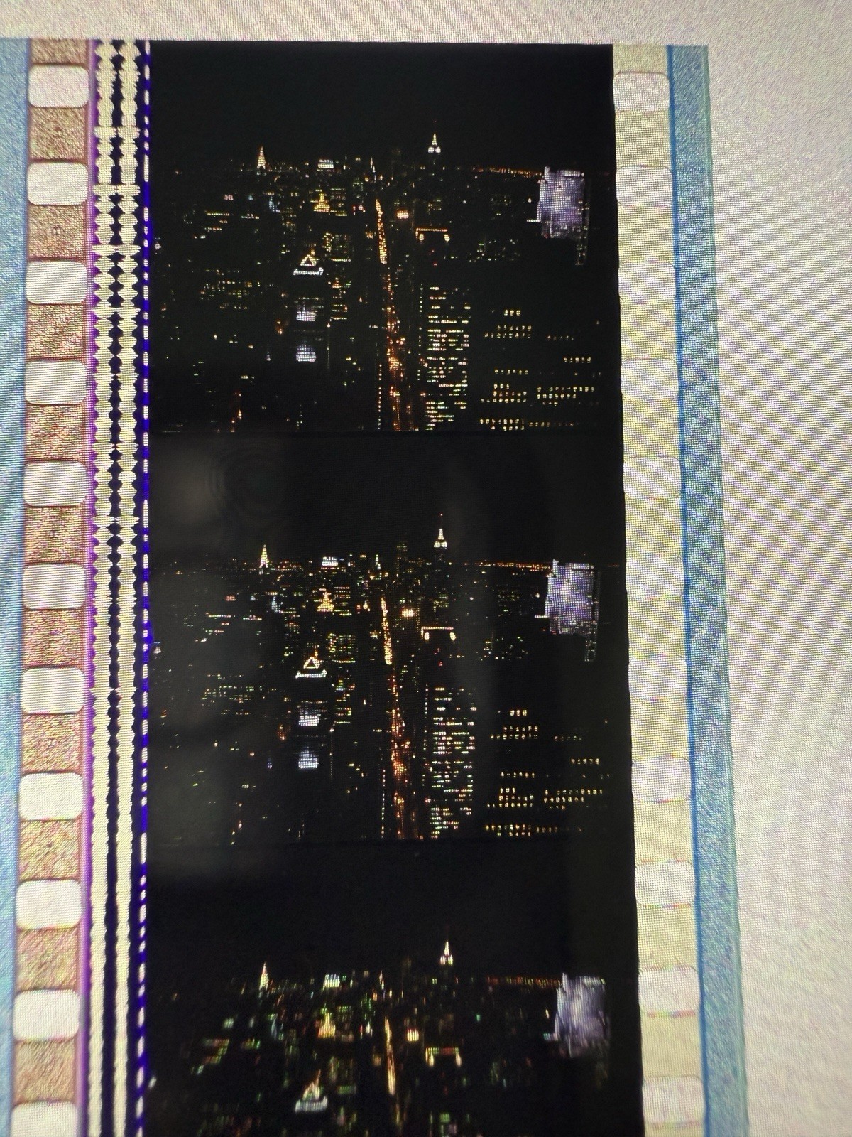 NYC Skyline Night Scene Possible Spider-Man Movie 35mm Film Strip Reel Vintage