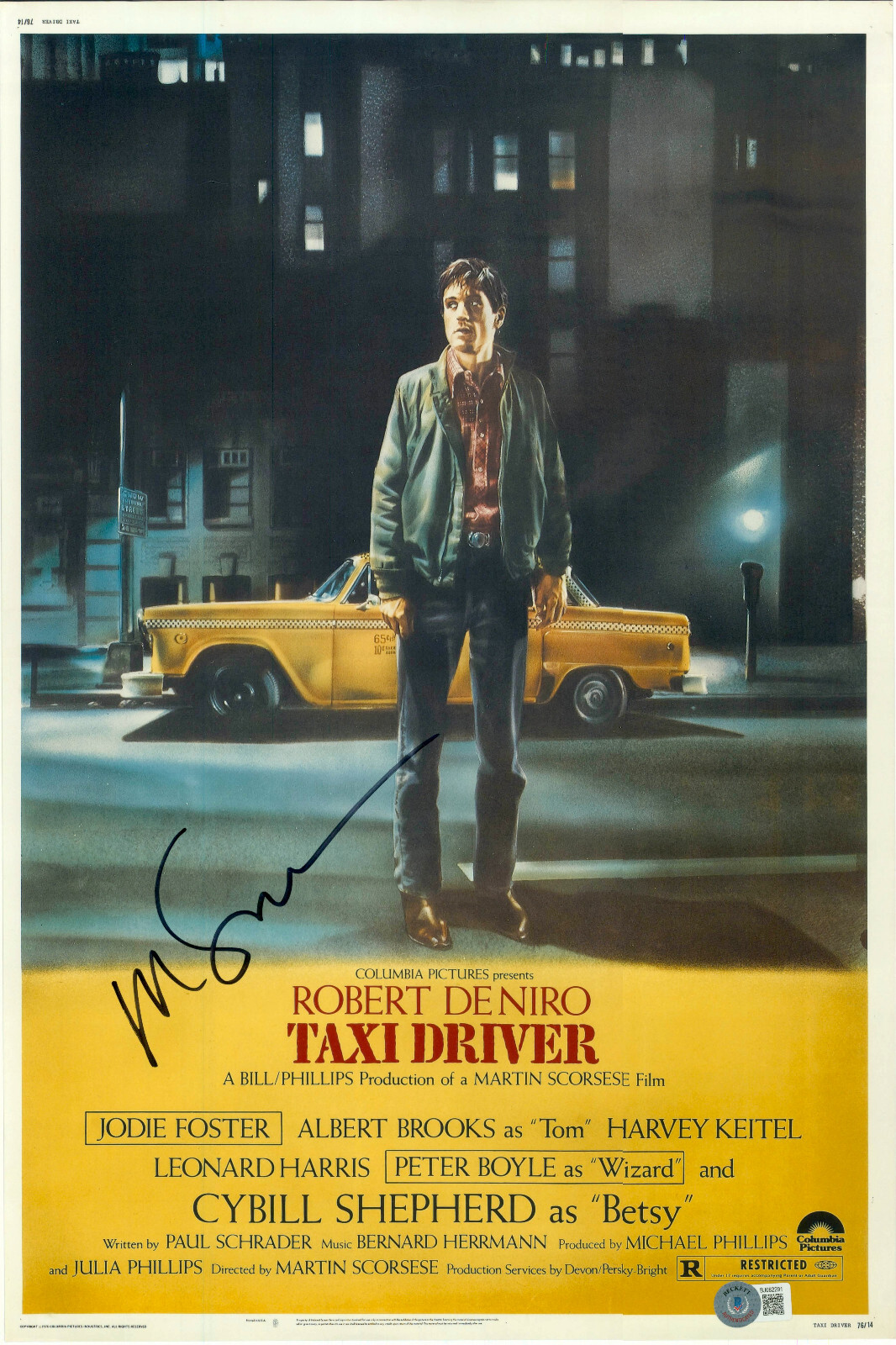 MARTIN SCORSESE SIGNED AUTOGRAPH TAXI DRIVER 12X18 PHOTO MINI POSTER BAS BECKETT