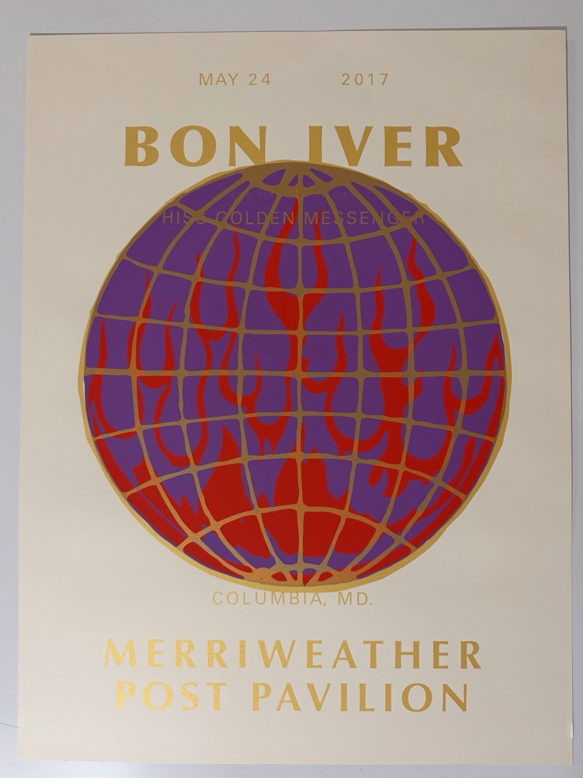 Bon Iver 2017 Tour Concert Poster 18×24 Screen Print Merriweather Post Pavilion
