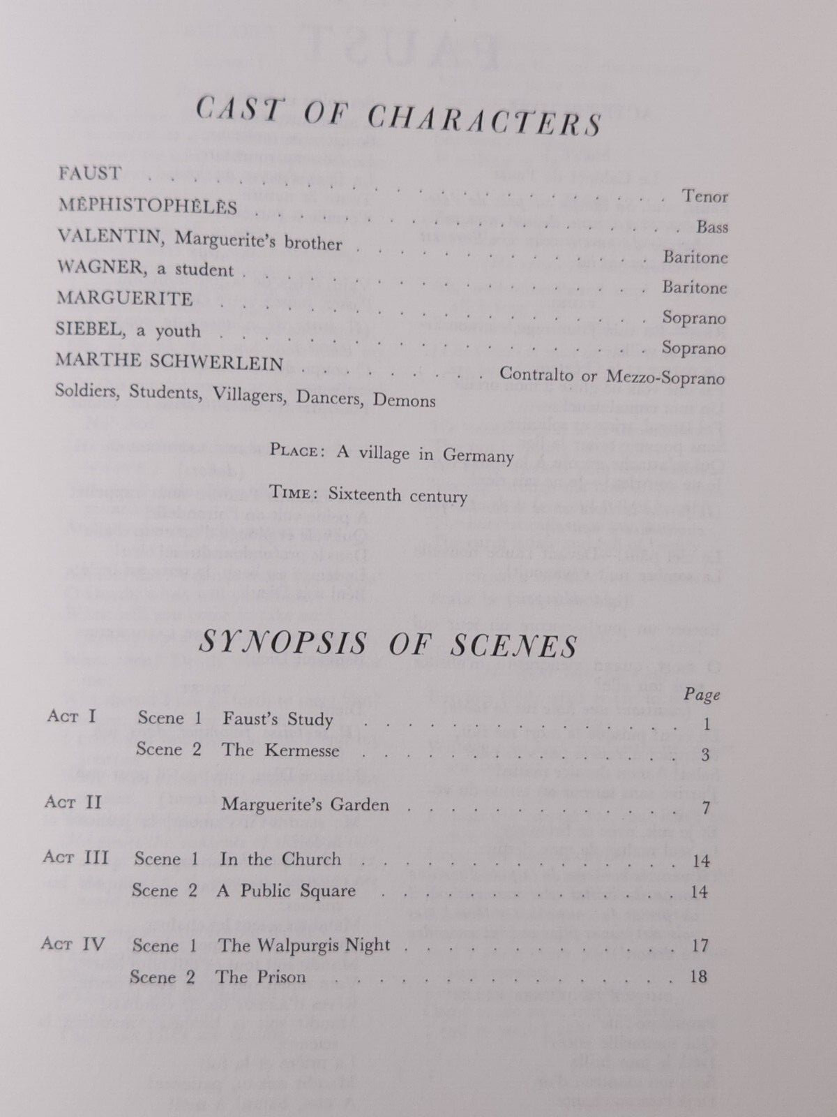 1954 Faust Libretto Goethe Metropolitan Opera English German