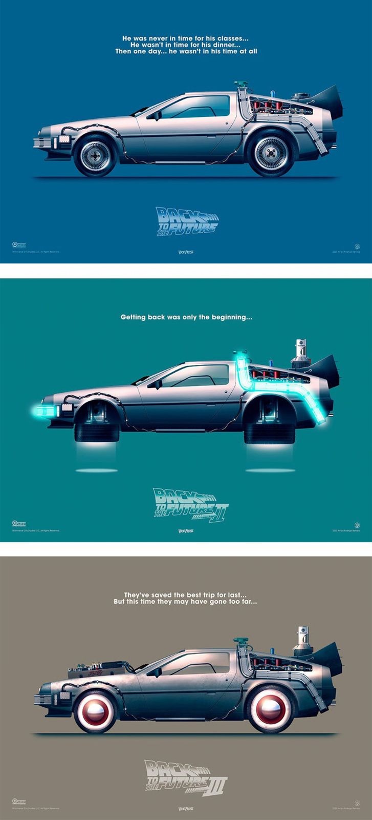 Sideshow Back to the Future – Delorean Set 3 Art Print Rodrigo Barraza 16.5×11