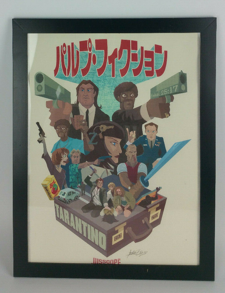 RARE Signed Quentin Tarantino Pulp Fiction Print Jusscope Justin Orr 11×16 Frame