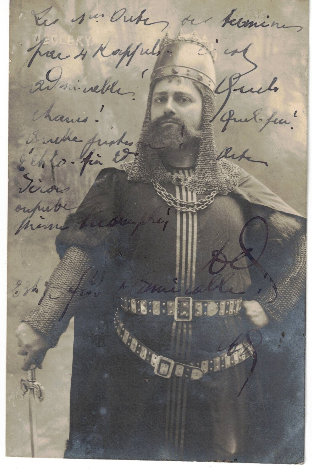 1900s Opera – Knight King pose TOP photo postcard + autograph