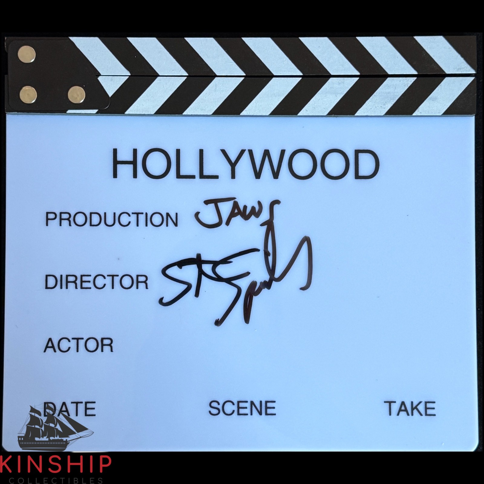 Steven Spielberg signed Clapboard JSA LOA Auto Grade 10 Inscribed Jaws Z2313