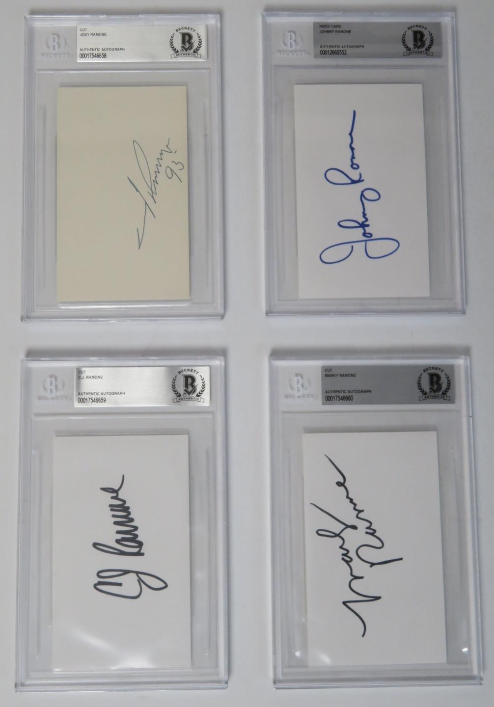 RAMONES Signed Autograph Auto 3×5 Index Card Cut Page Slab by 4 BAS JSA