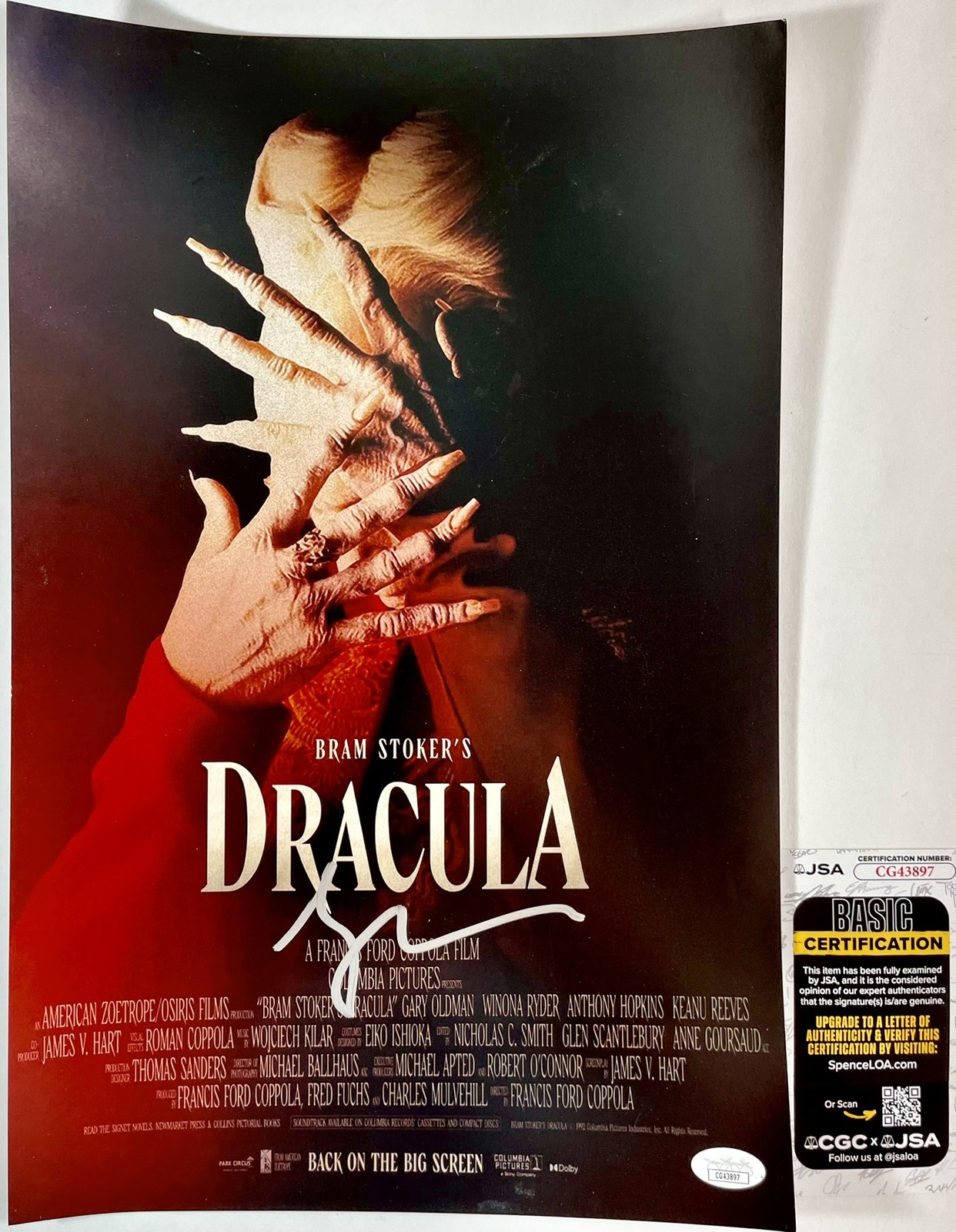 Gary Oldman Signed Bram Stoker’s Dracula 11×17 Movie Poster B Autograph JSA COA