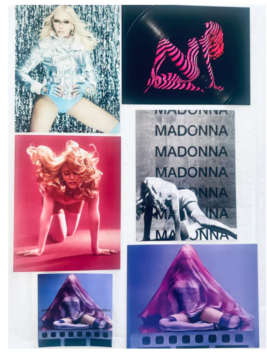 MADONNA lot of CONFESSIONS II 2 promo 6 photo cards + Sticker Danceteria rare