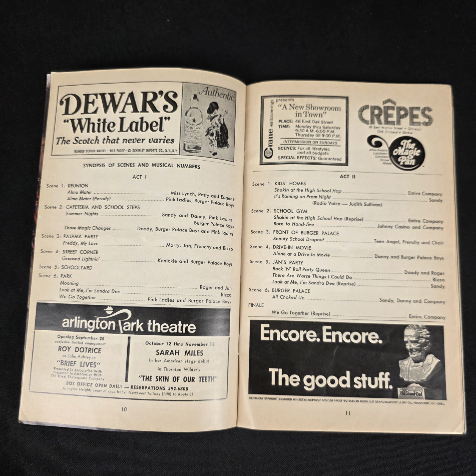 1978 GREASE Musical STAGEBILL Program Shubert Theatre Chicago Vintage Film Era