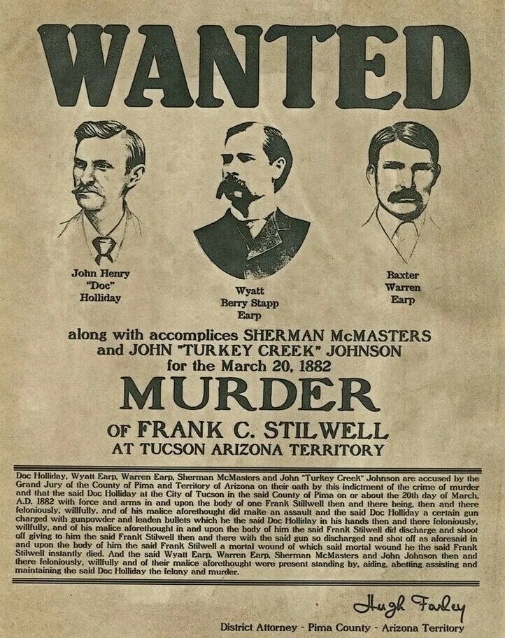 Wyatt Earp & Doc Holliday Crime Wanted Poster 8×10 Picture Celebrity Print