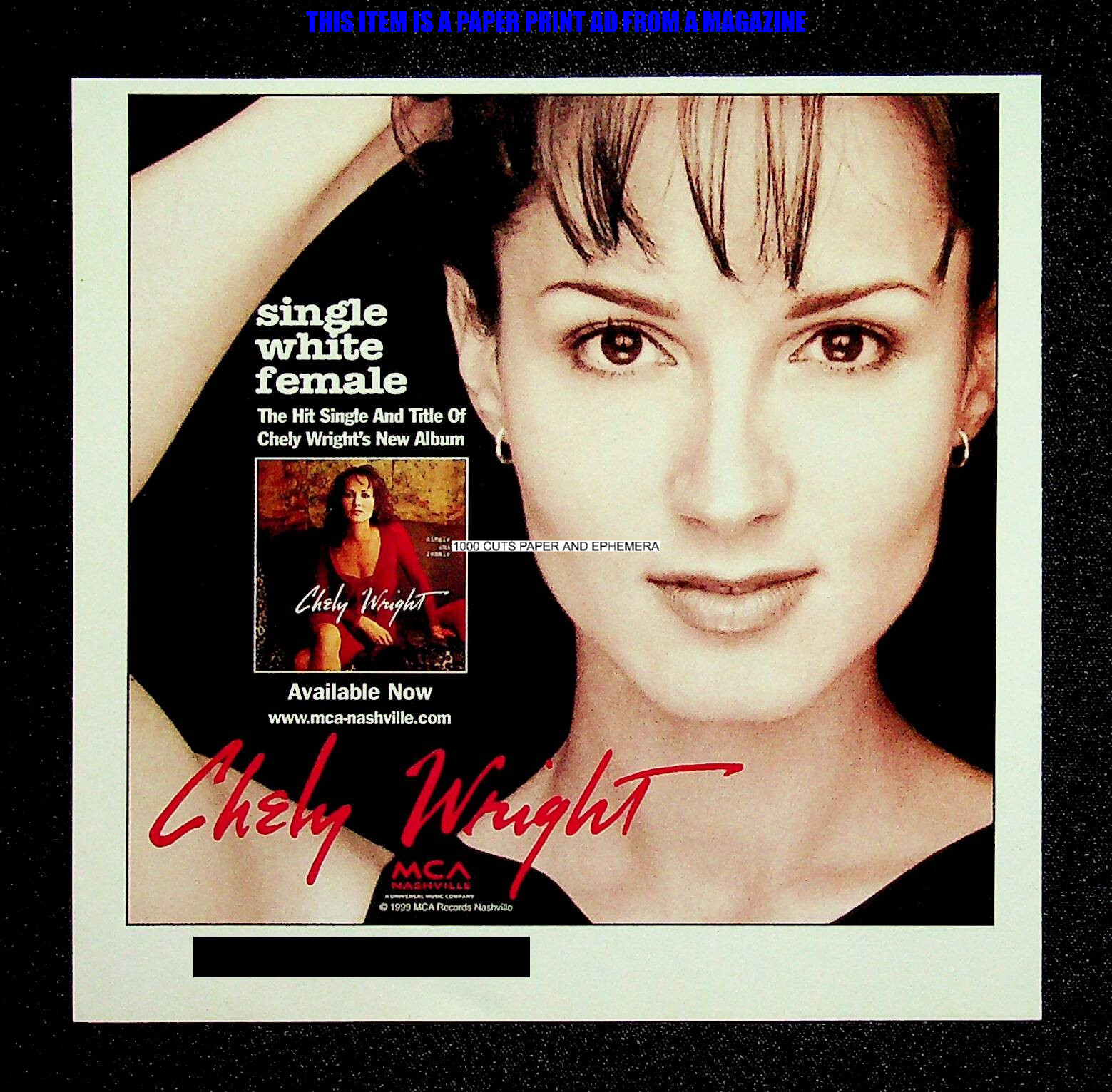 Chely Wright MCA Nashville 1999 Trade Print Magazine Ad Poster ADVERT