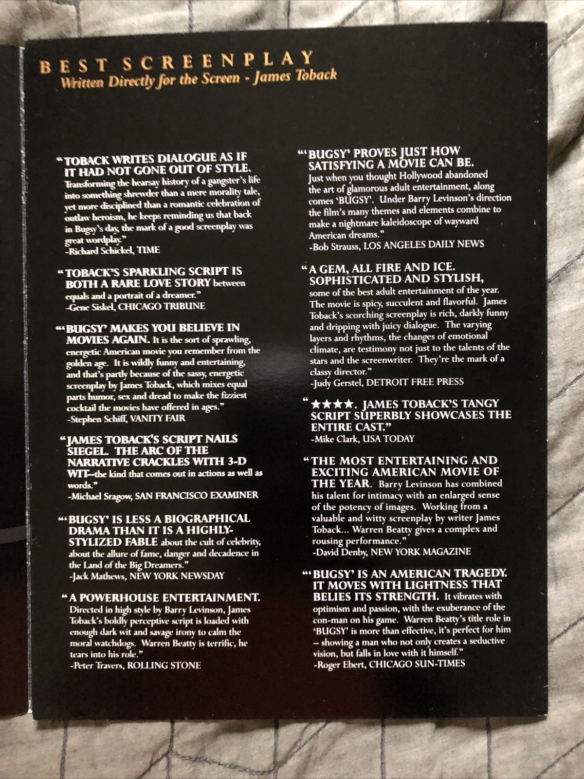 Bugsy 1992 FYC For Your Consideration Promo – Warren Beatty Ennio Morricon