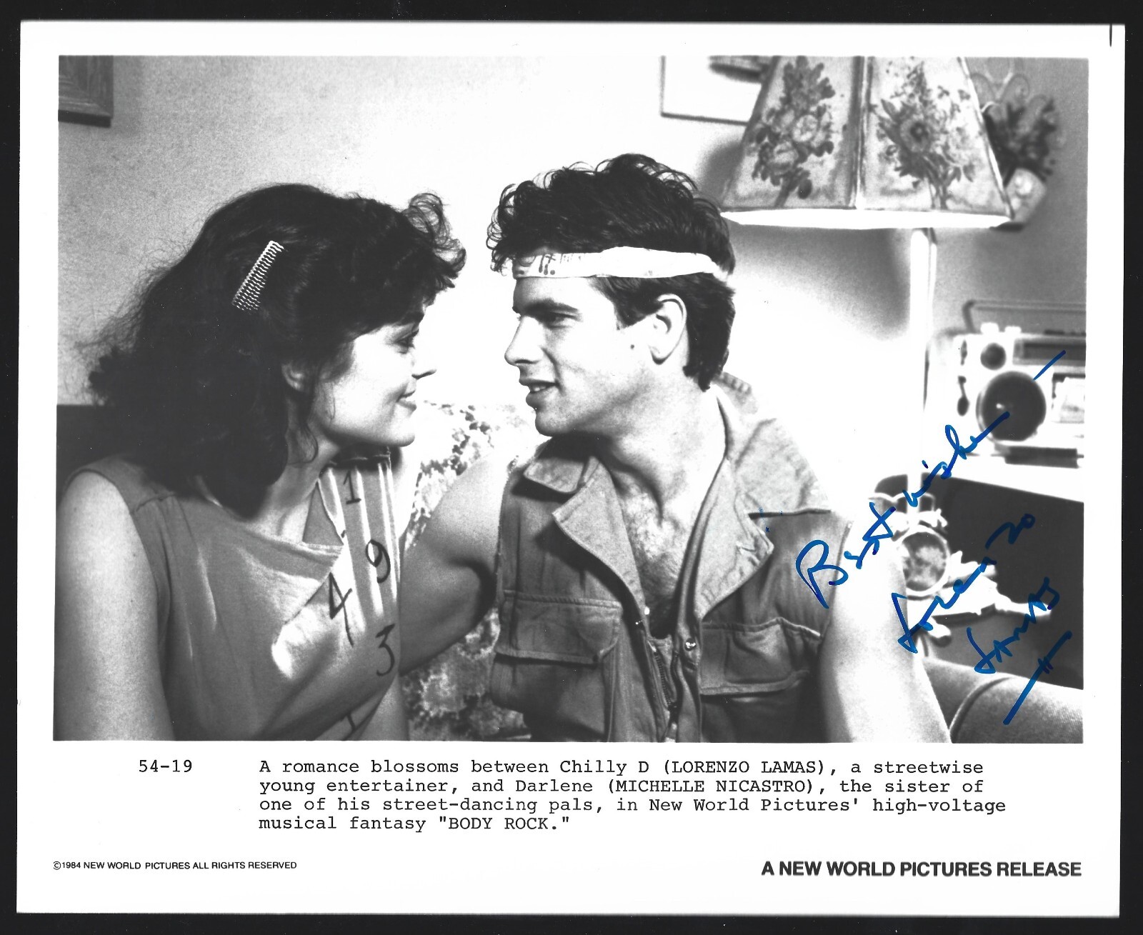 Lorenzo Lamas autograph signed 8 x 10 inch press photo BODY ROCK