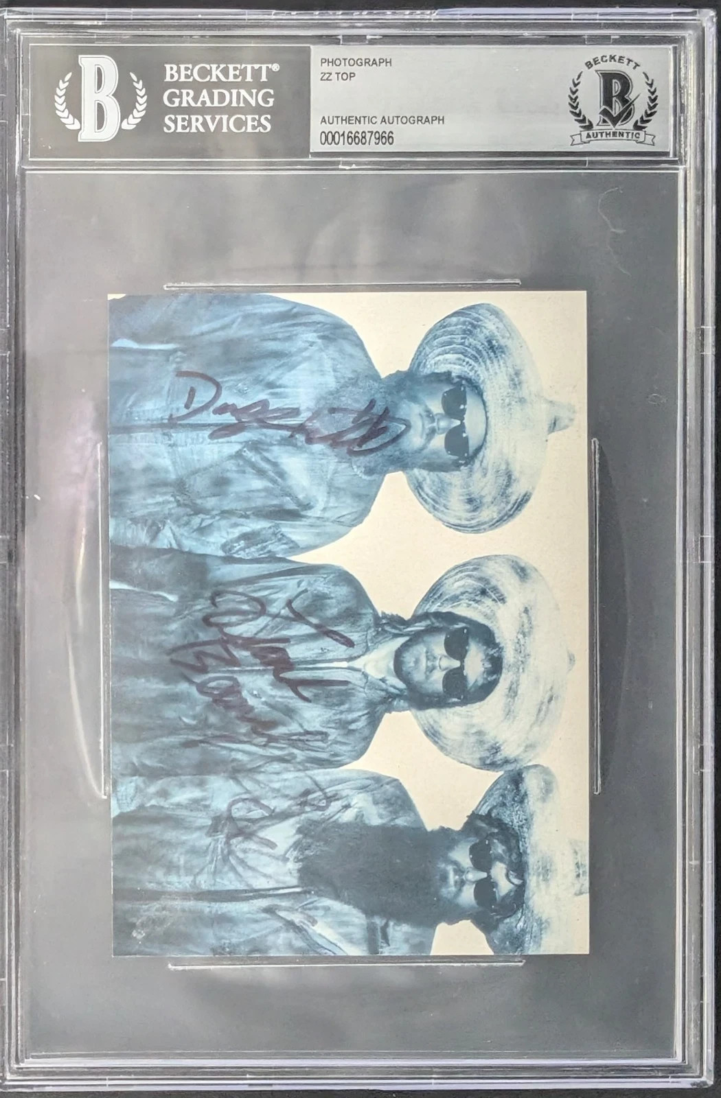 ZZ TOP signed photo BECKETT encapsulated BILLY GIBBONS~DUSTY HILL~FRANK BEARD