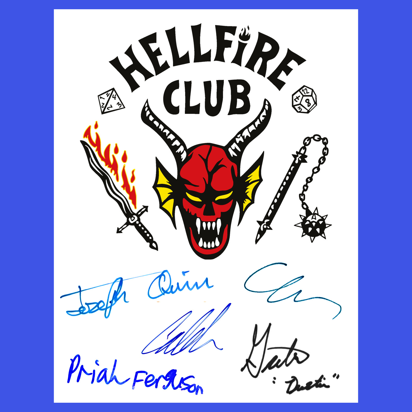 Stranger Things Hellfire Club Flyer Cast Signed 8.5×11 Autograph Reprints