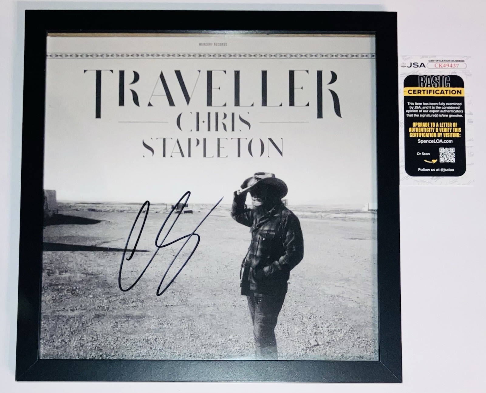 CHRIS STAPLETON SIGNED AUTOGRAPH THE TRAVELER ALBUM VINYL COUNTRY FRAMED JSA COA