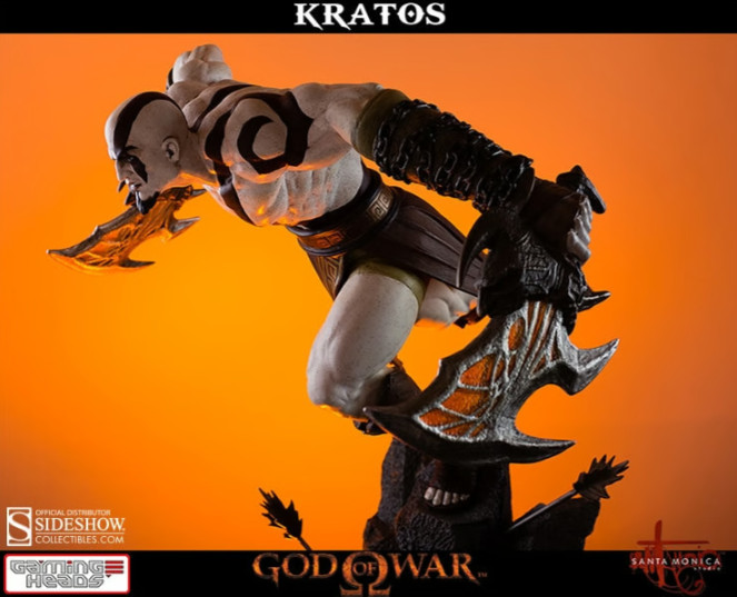 LUNGING KRATOS Statue – GOD OF WAR Gaming Heads – SIDESHOW – Sealed Shipper