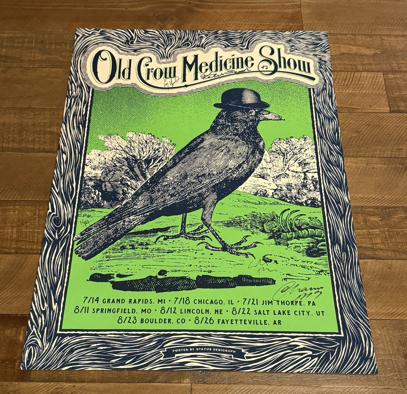 Old Crow Medicine Show 2016 Summer Tour Signed Poster Status Serigraph #62/200