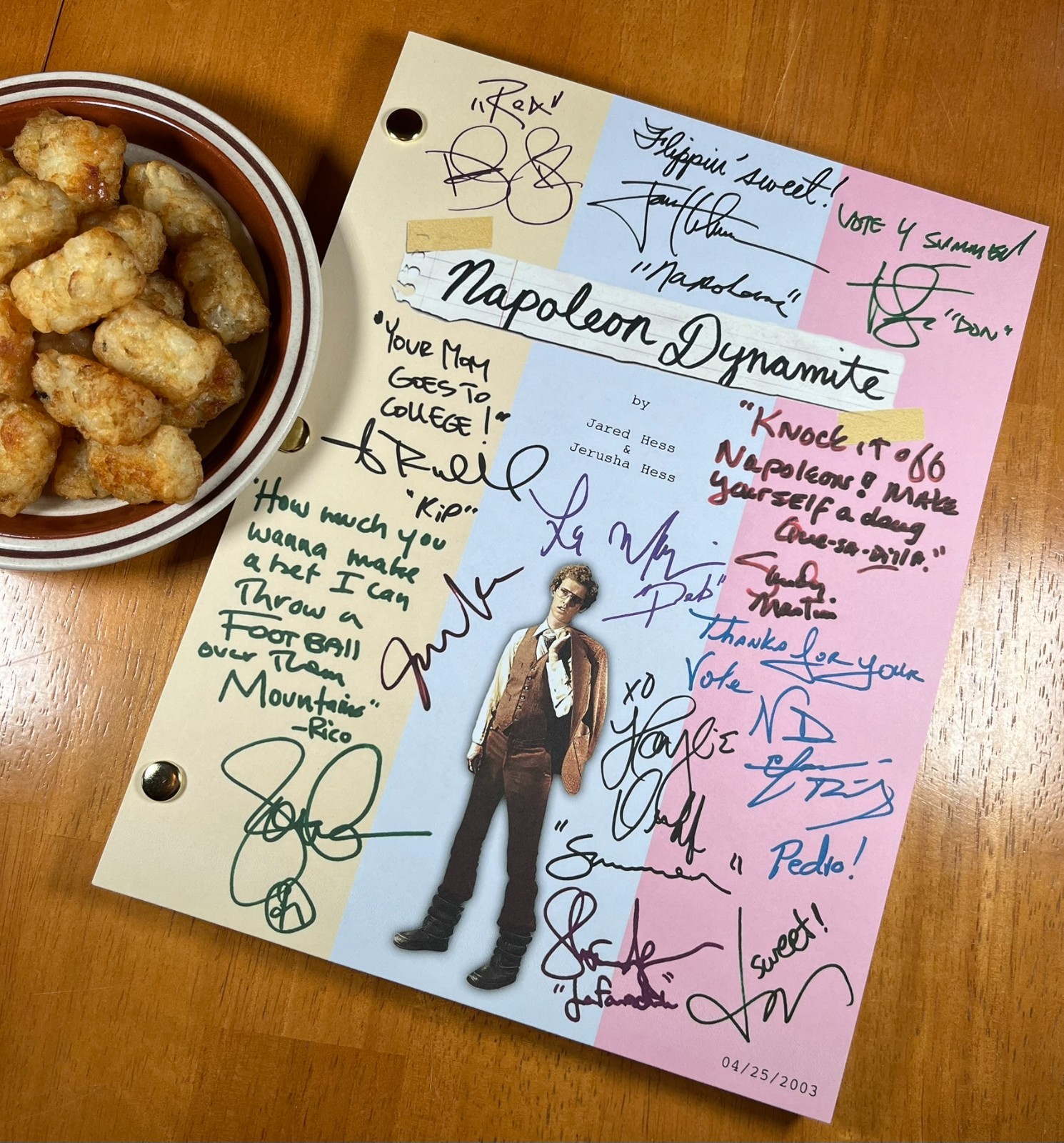 Napoleon Dynamite Script Signed- Autograph Reprints- Jon Heder- Vote For Pedro