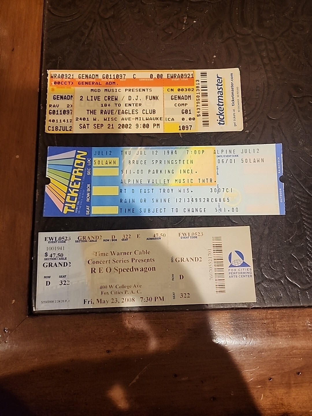 VINTAGE CONCERT TICKETS REO SPEEDWAGON BRUCE SPRINGSTEEN 2 LIVE CREW DJ FUNK