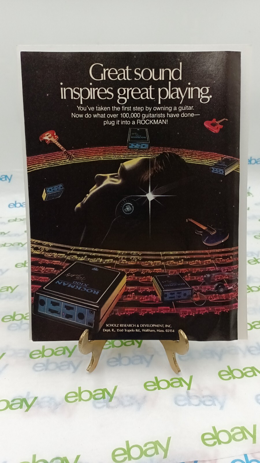 1985 VINTAGE 8X11 PRINT Ad TOM SCHOLZ ROCKMAN GUITAR AMP