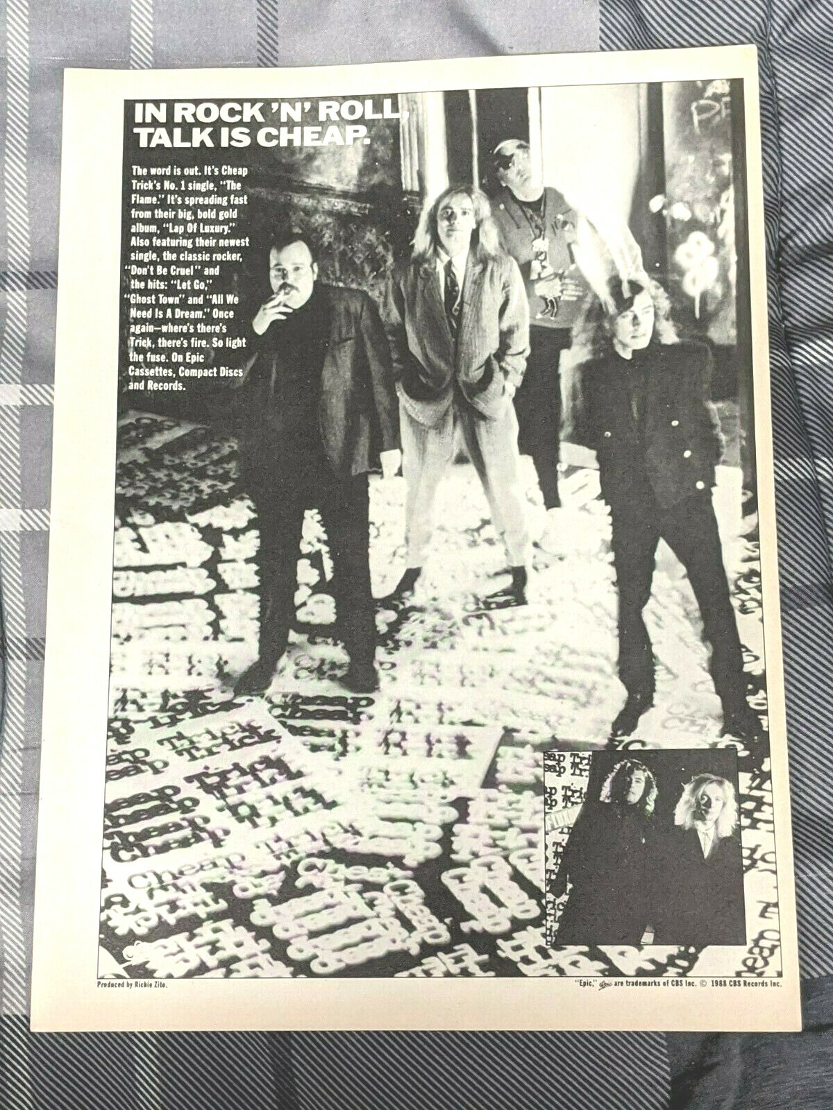 CHEAP TRICK / ROBIN ZANDER 1988 LAP OF LUXURY LP ALBUM MAGAZINE PRINT AD