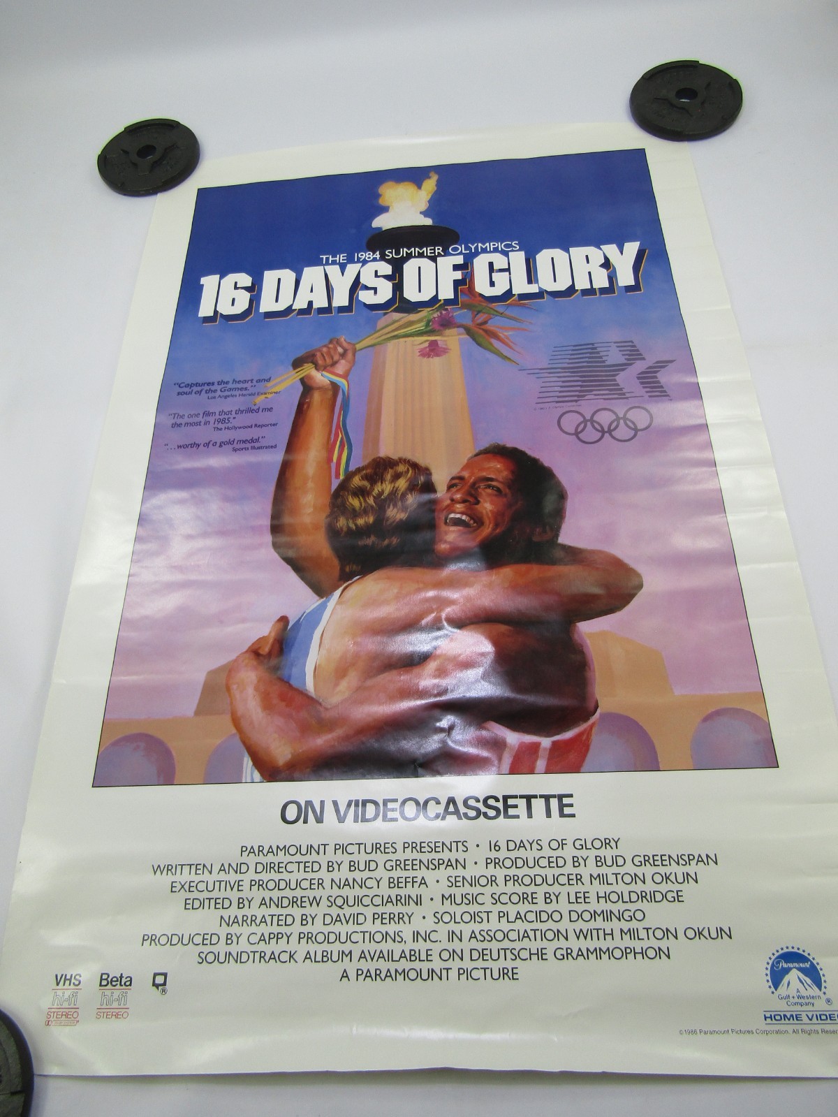VTG 1984 US Summer Olympics 16 Days of Glory Video Movie Poster Promo Paramount
