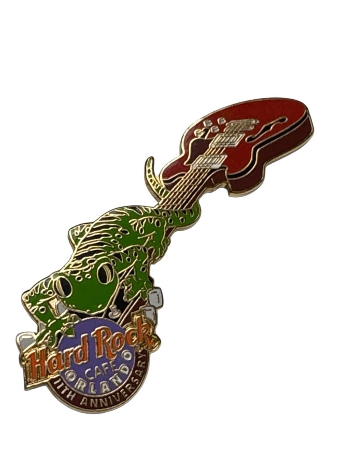 Hard Rock Cafe Orlando 11th Anniversary Alligator Guitar Pin Missing Backs