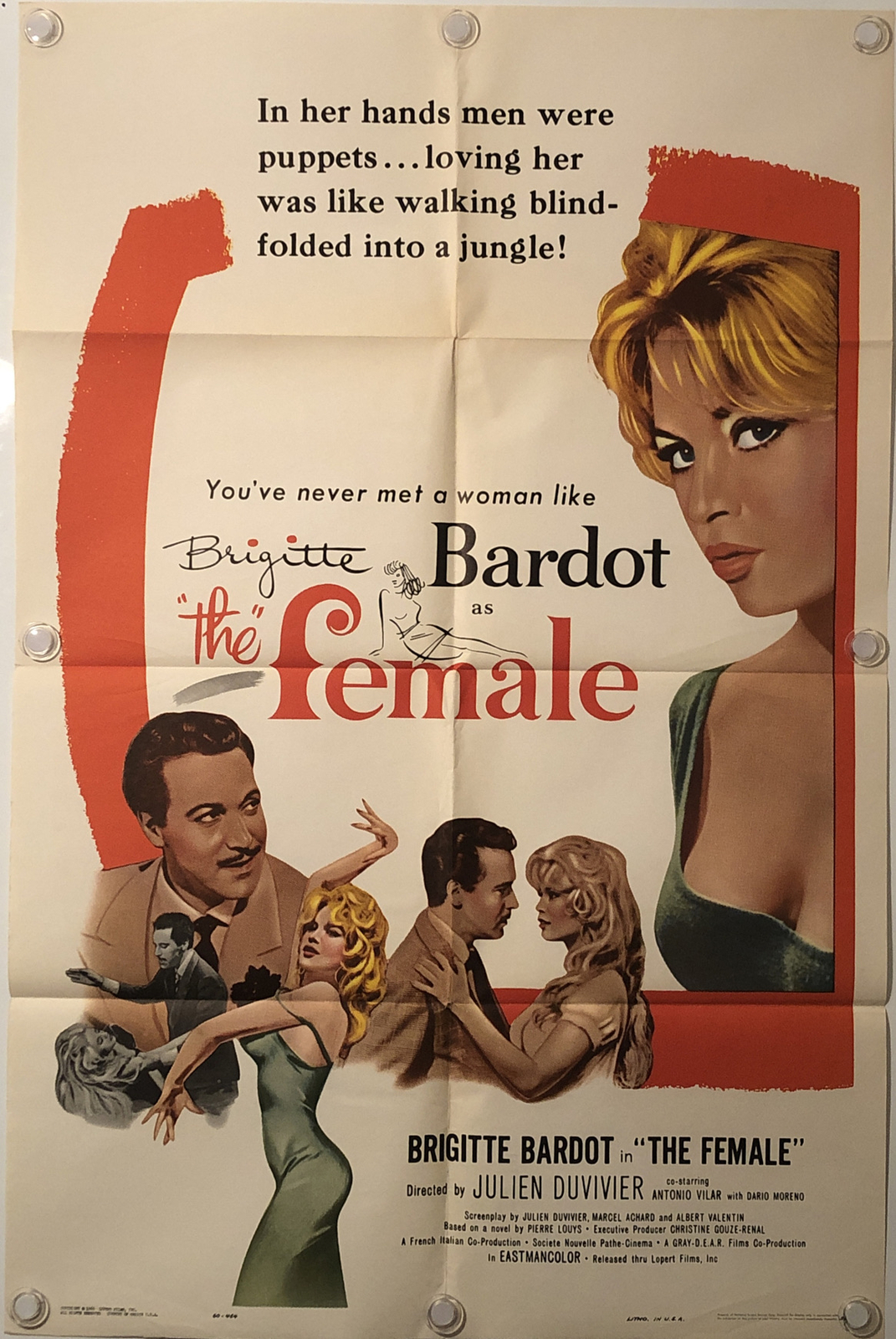 THE FEMALE Original One Sheet Movie Poster – 1959 – BRIGITTE BARDOT