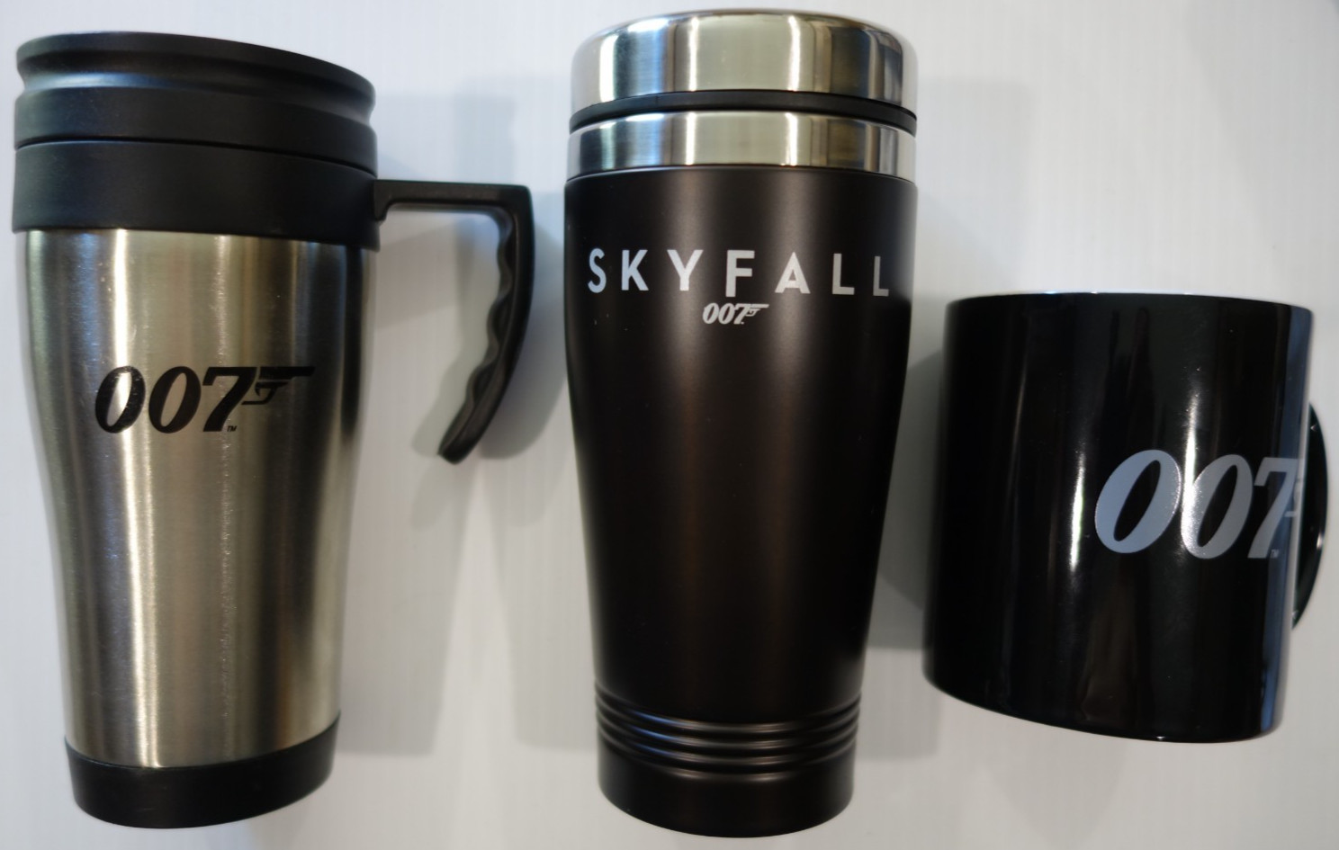 007 James Bond Coffee Cup / Mug, Travel Thermal Bottle Promotional Rare LOT x 3