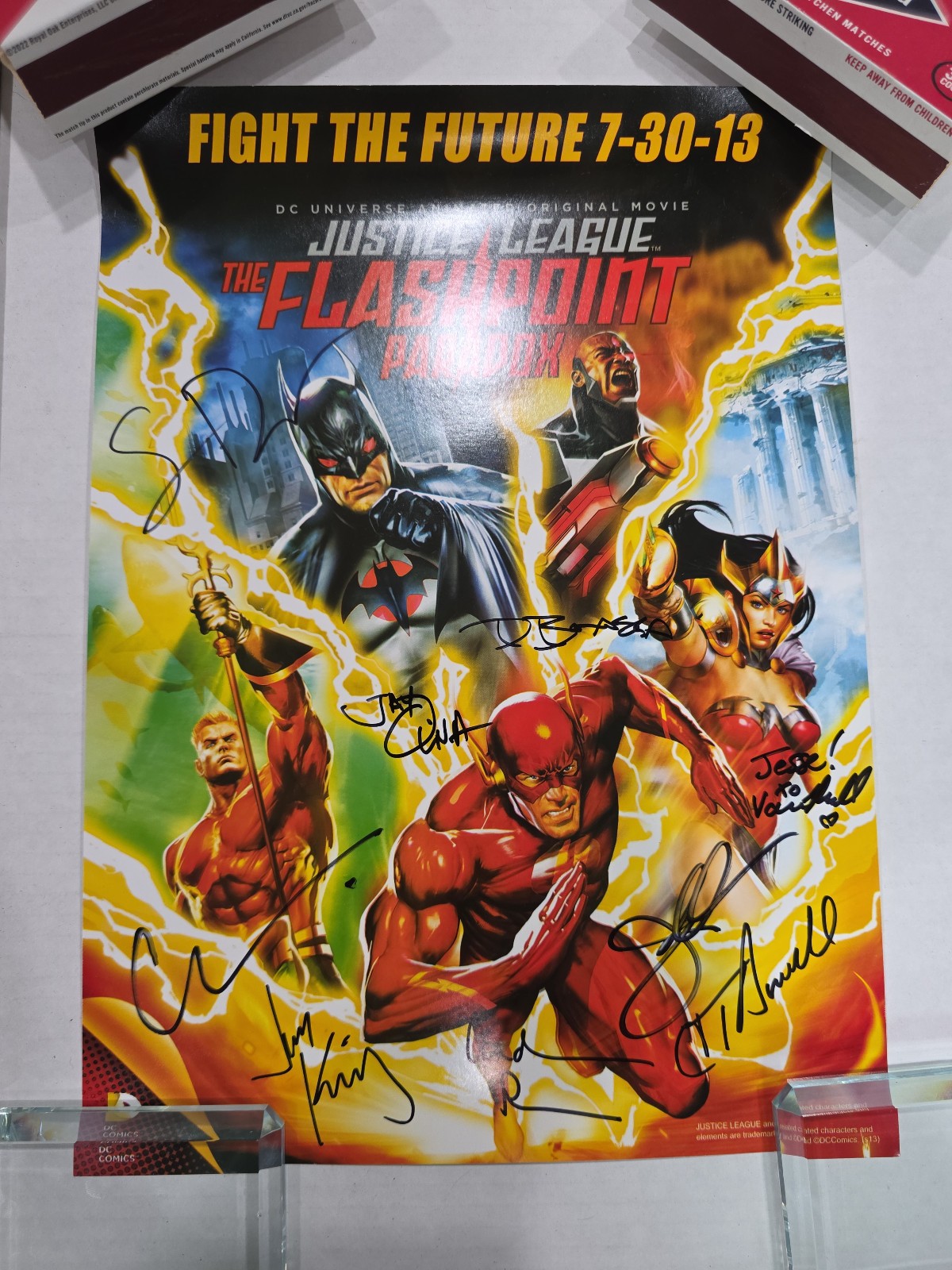 Justice League Flashpoint Paradox Cast Signed x 9 – 14″x10″ Poster JSA LOA Elwes