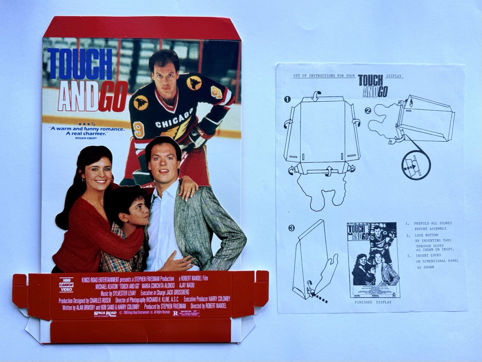 Touch and Go Standee (1986) Vintage Unused with Instructions VHS Video Store