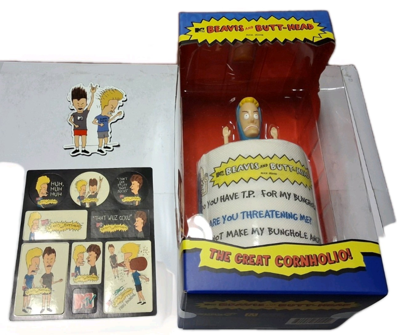 BEAVIS AND BUTT-HEAD/ FIGURINE, MAGNET , VINTAGE STICKERS