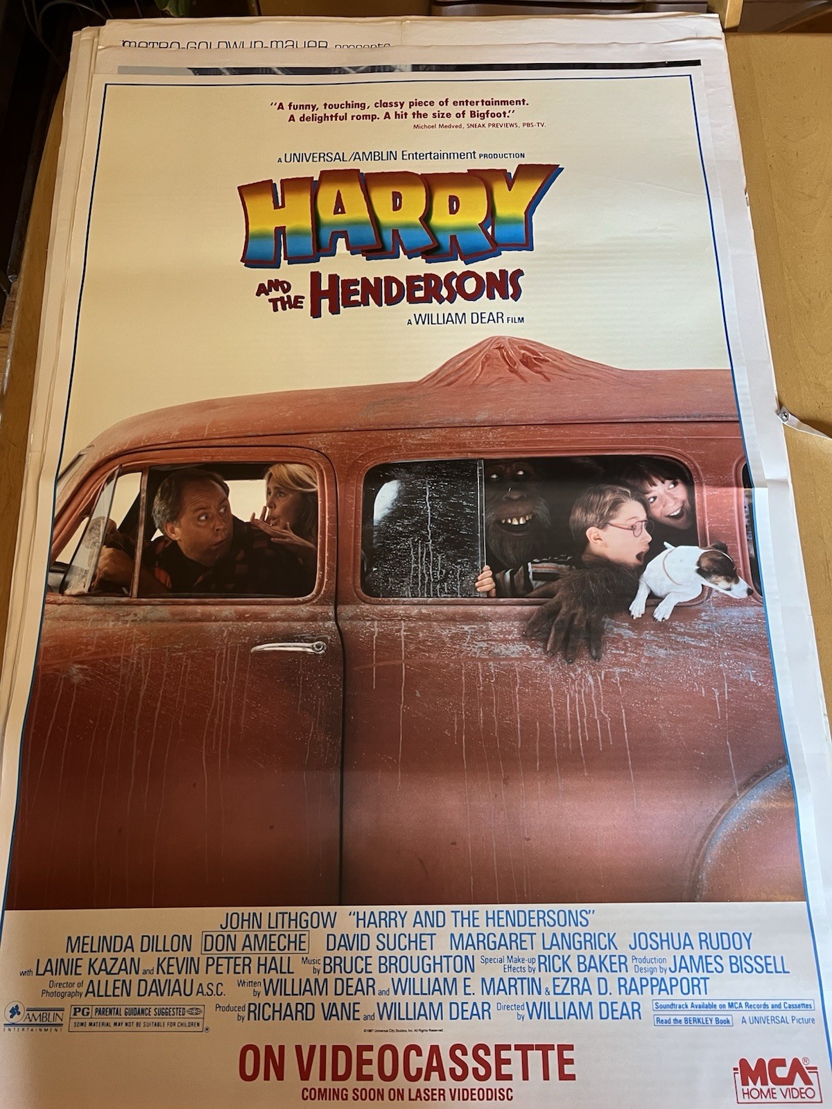 VINTAGE 1987 HARRY AND THE HENDERSONS MOVIE POSTER ORIGINAL 26 x 39.5