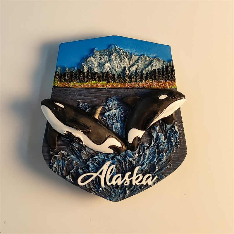 USA Alaska killer whales Collectible Tourist Souvenir 3D Resin Fridge Magnets