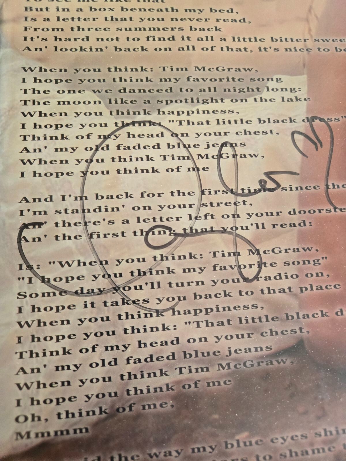 Taylor Swift 2007 Printed Signed Poster From Self Debut Album Tim McGraw Limited