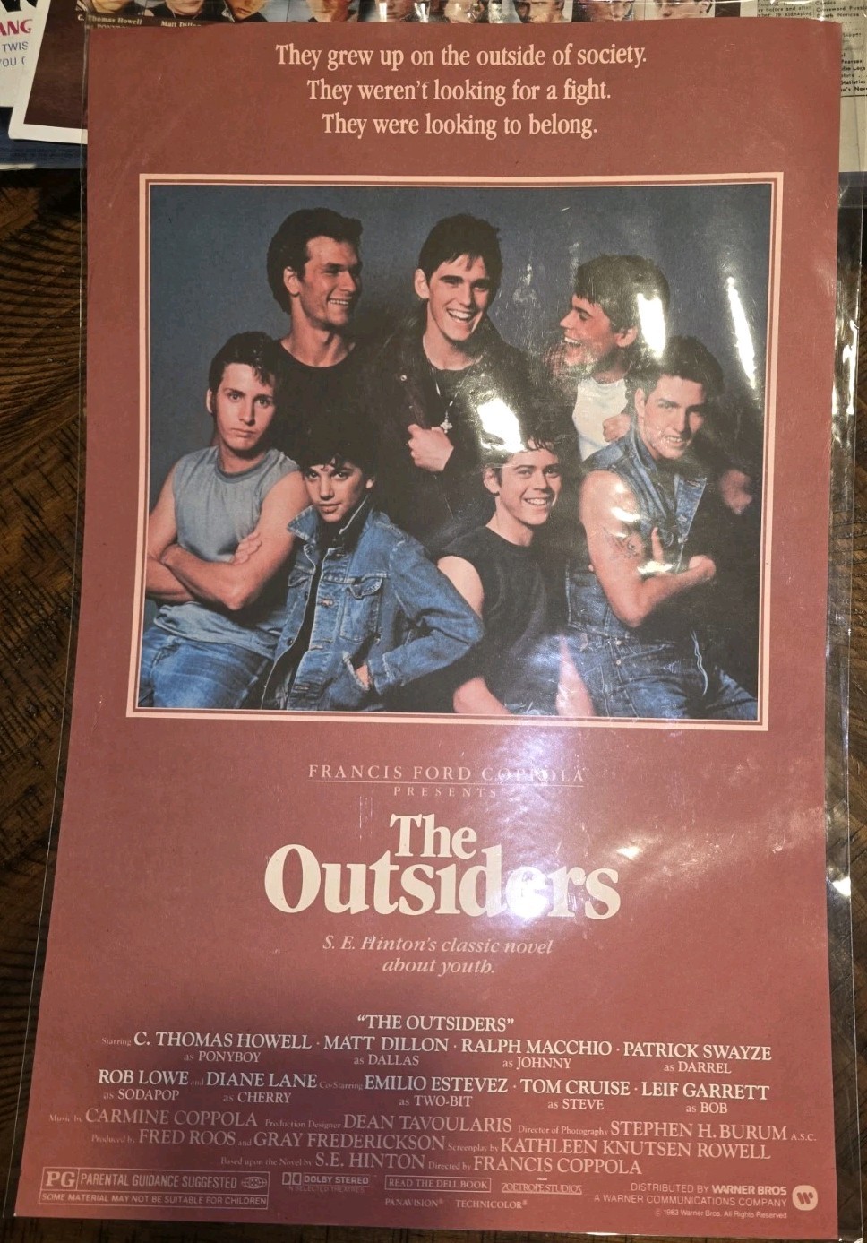 ​Vintage The Outsiders Movie Poster 11×17 Patrick Swayze Tom Cruise Matt Dillon