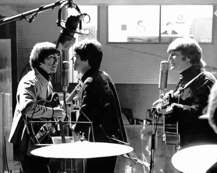 Studio BEATLES 3-Part Harmony 8×10 rare B/W 1965 Photo Print of relatively HQ