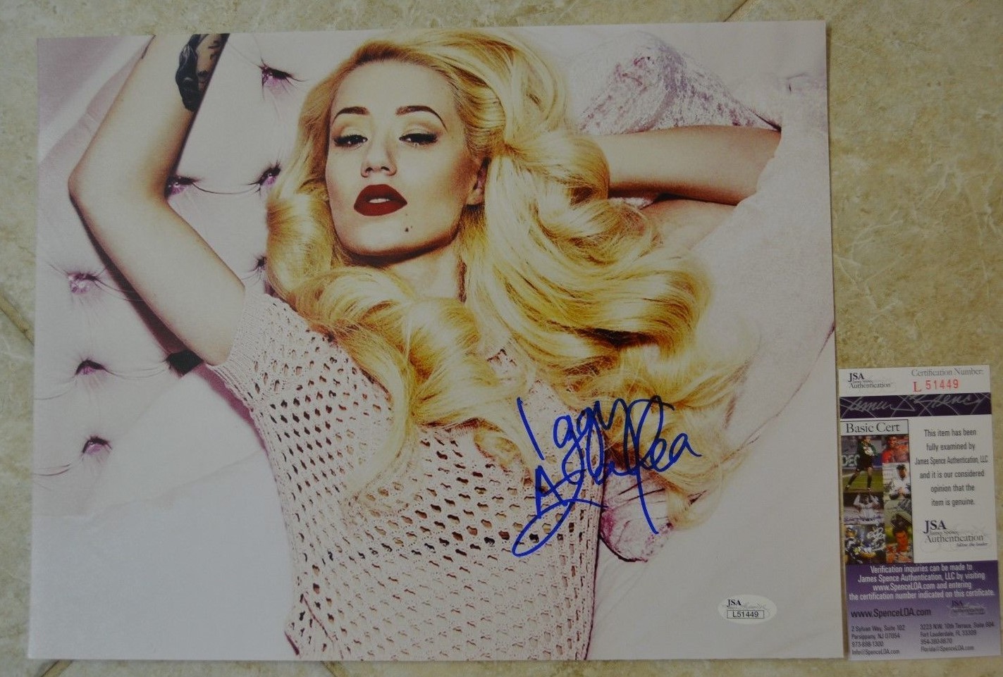 Iggy Azalea Signed 11×14 Photo w/ JSA COA #L51449