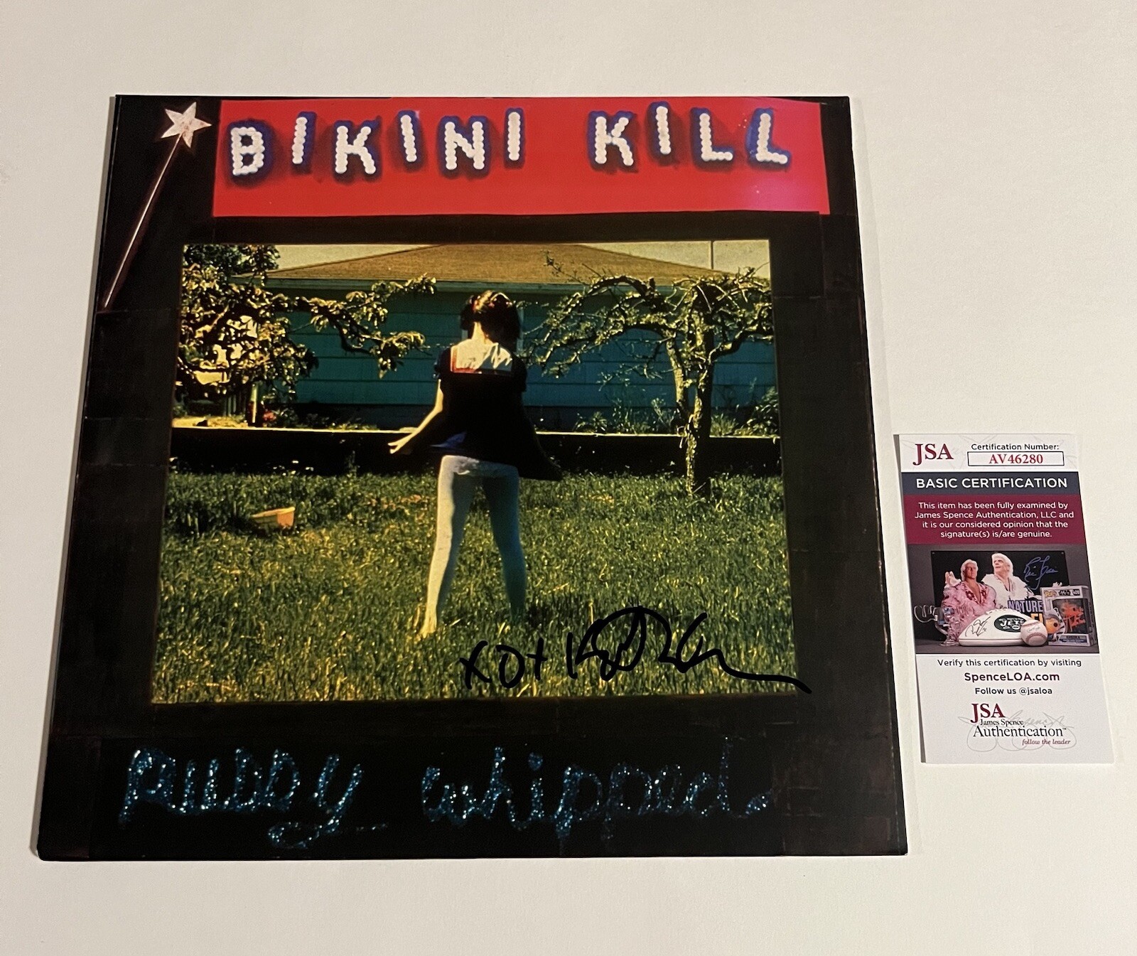 BIKINI KILL KATHLEEN HANNA SIGNED “P*SSY WHIPPED” VINYL RECORD JSA COA