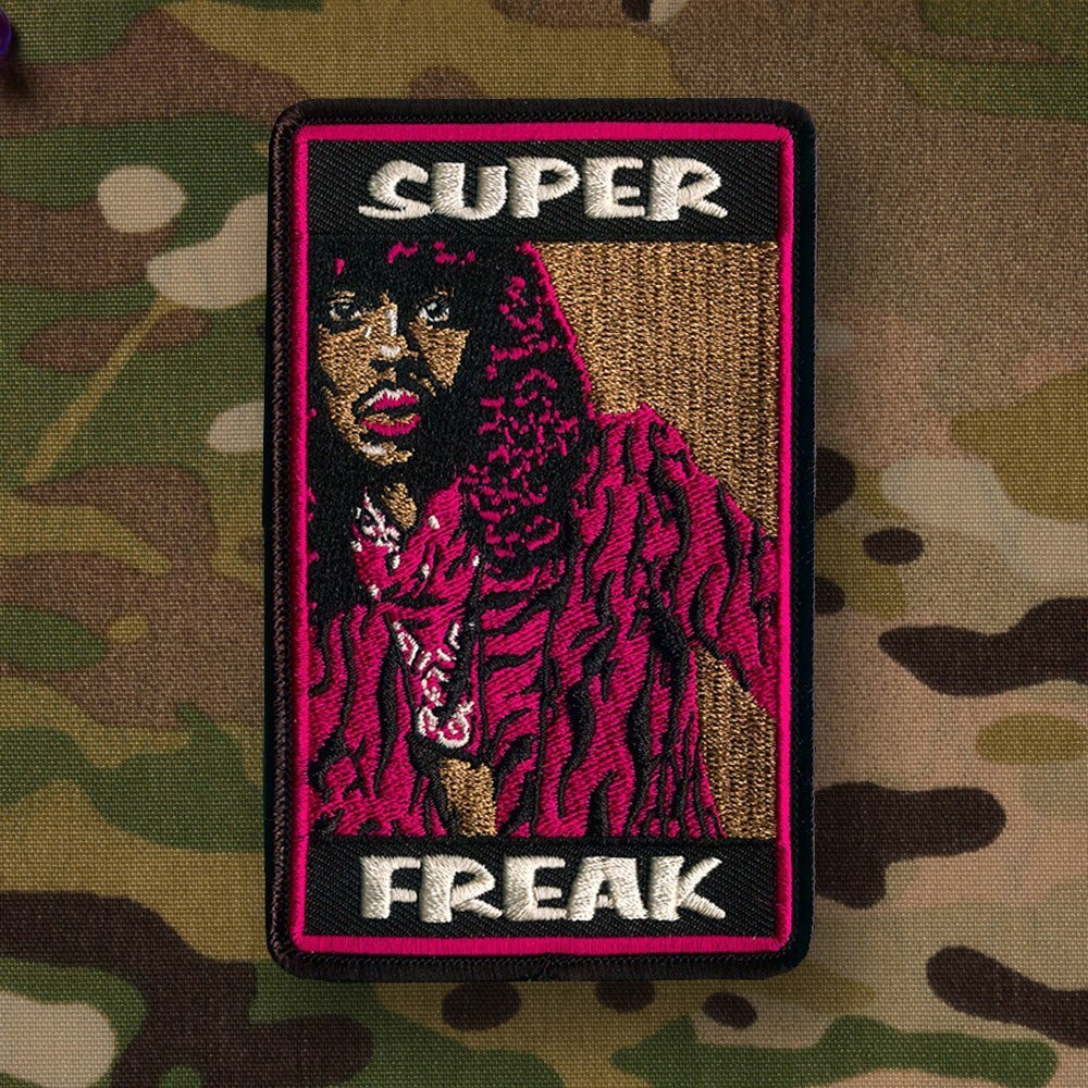 SUPER FREAK Embroidered “R&B” Patch – Wax Back with merrowed edge 4 3/8″ X 2 3/4