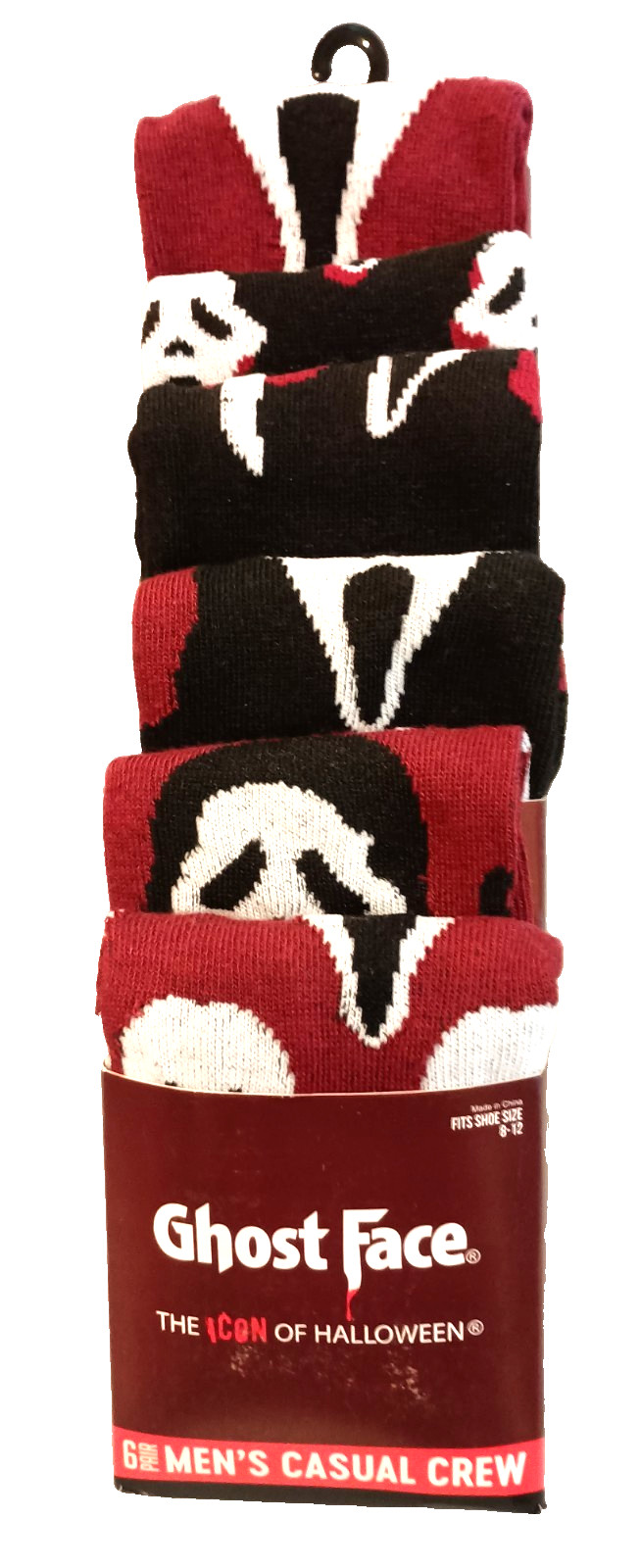 6 Pair Scream Horror Ghost Face Men’s Casual Crew Socks Sz 8-12 New NOS 2024