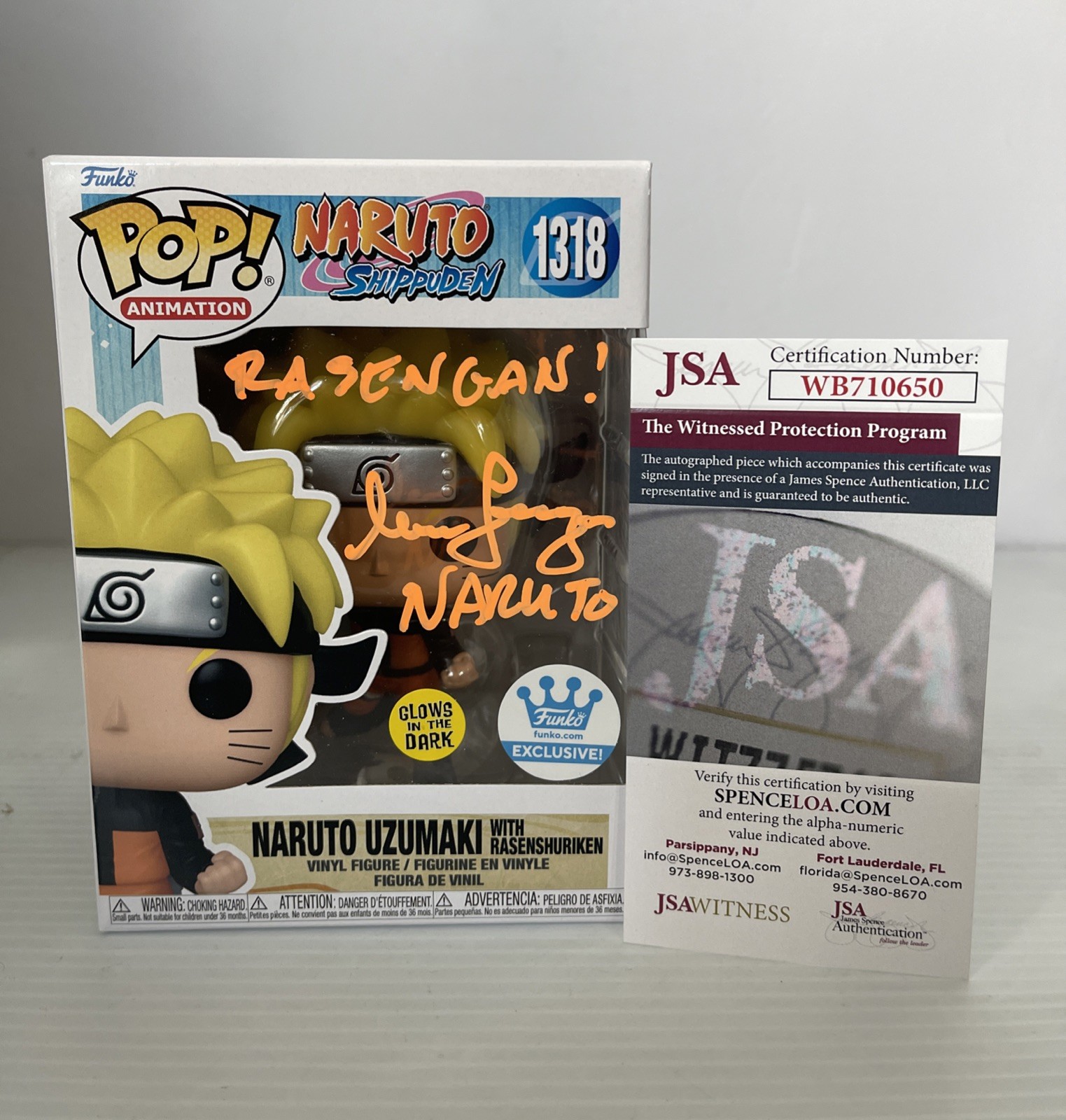 Maile Flanagan Signed Autographed Naruto Rasenshuriken Funko Pop 1318 JSA COA11