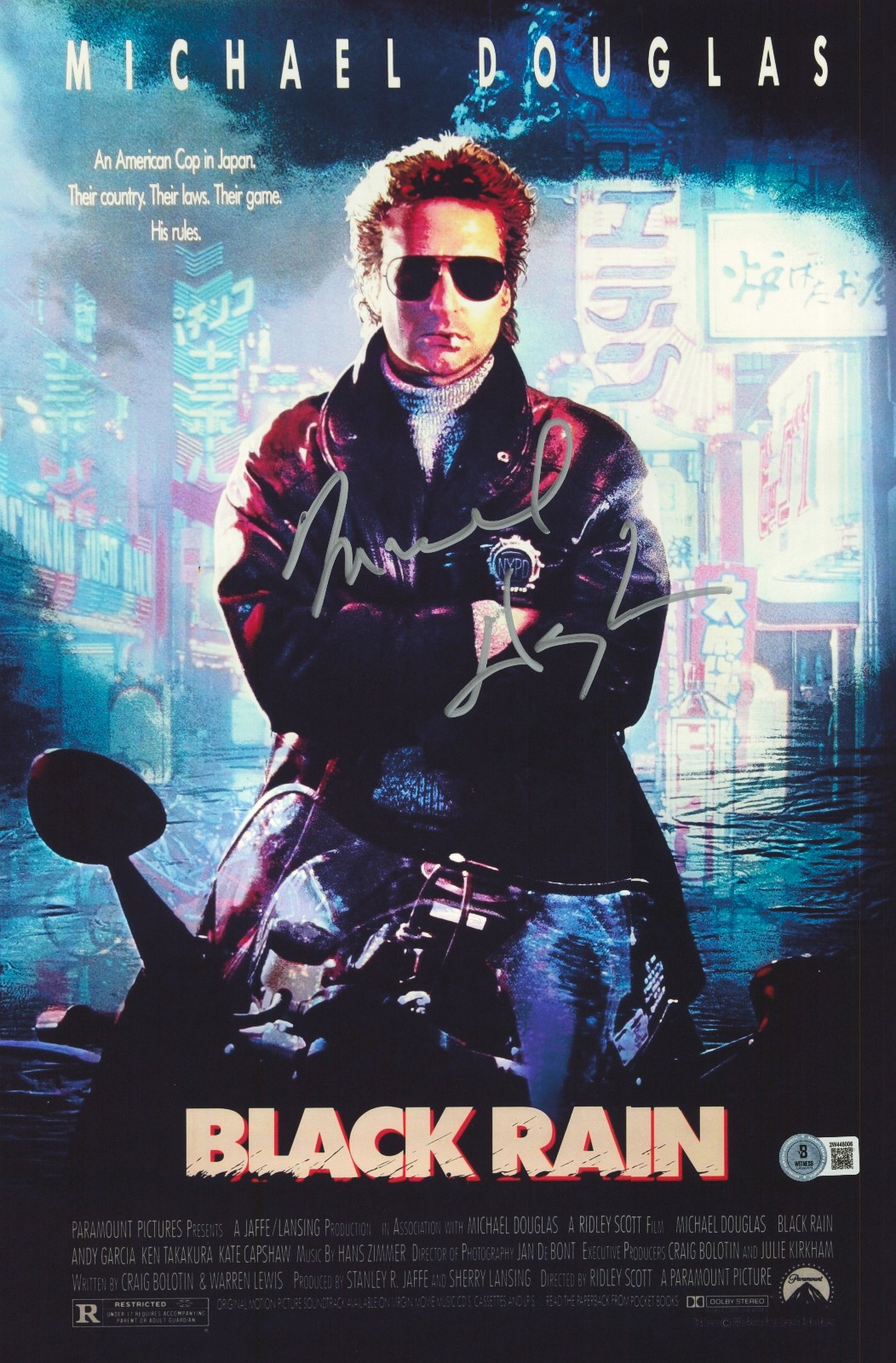 Michael Douglas Signed Autograph Black Rain 12X18 Photo Beckett BAS