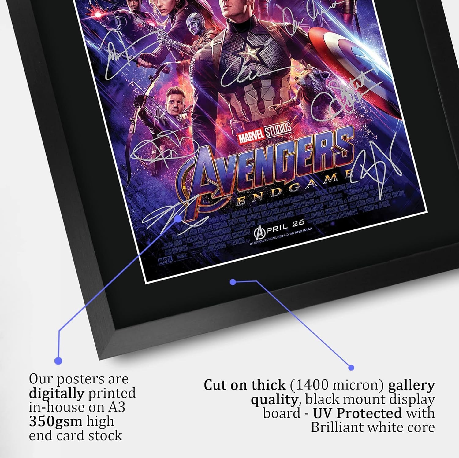 Framed Avengers Endgame Signed Poster 16×12 for Movie Lovers and Collectors