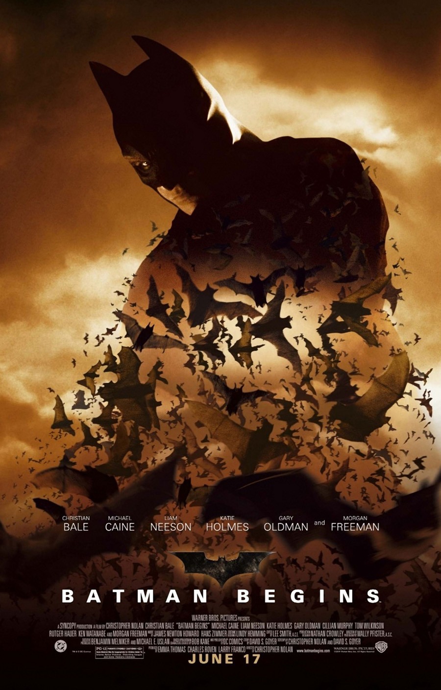 BATMAN BEGINS MOVIE POSTER 2 Sided RARE ORIGINAL Version C 27×40 CHRISTIAN BALE