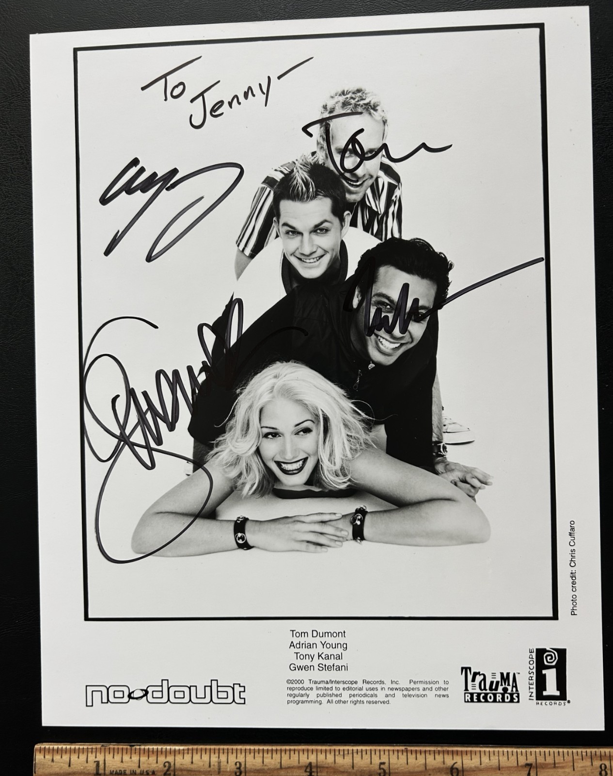 NO DOUBT Band Signed / Autographed 8X10 Photo Gwen Stefani +3. REAL! COA