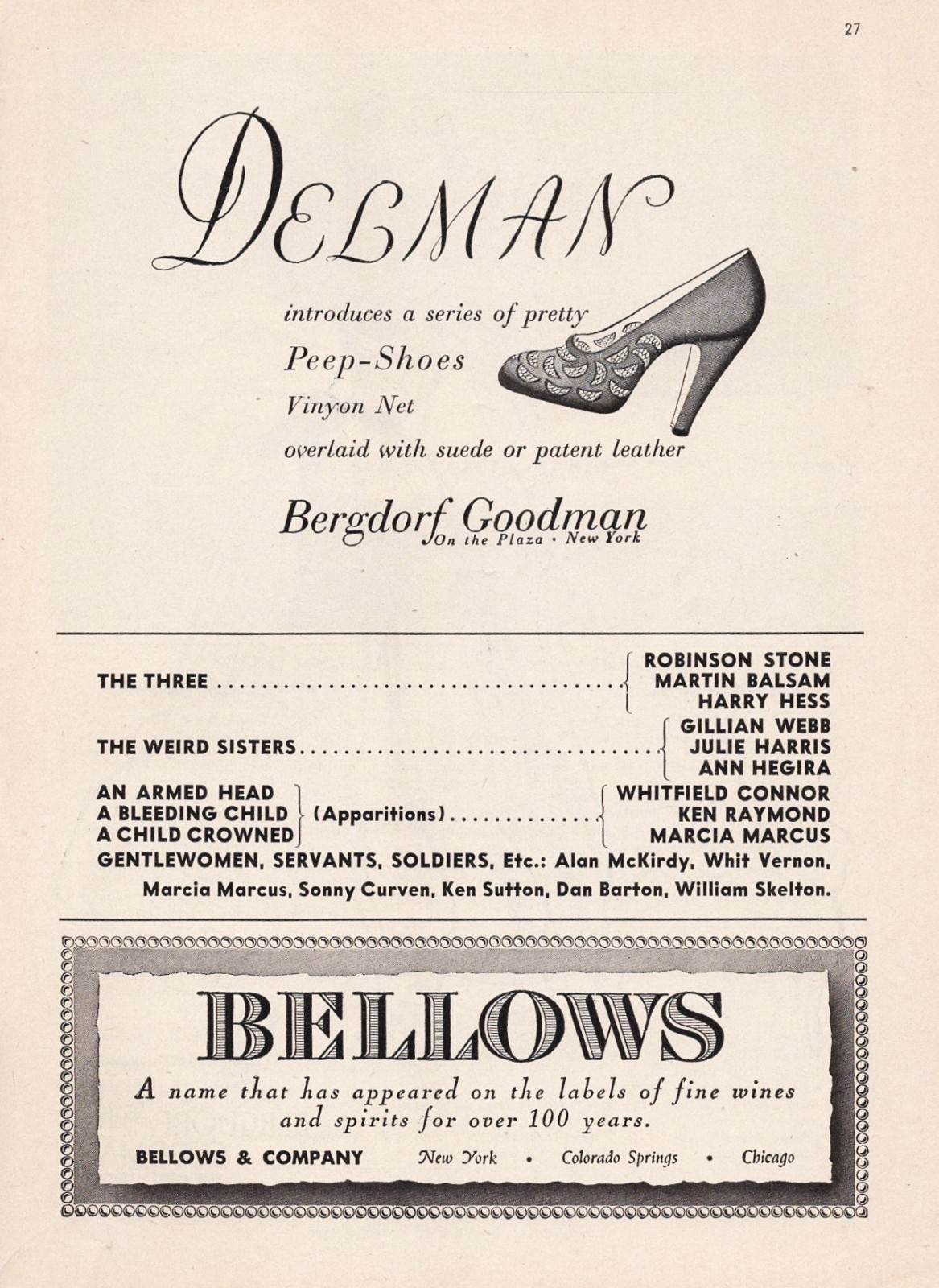 Michael Redgrave “MACBETH” Flora Robson / Julie Harris 1948 Opening Playbill