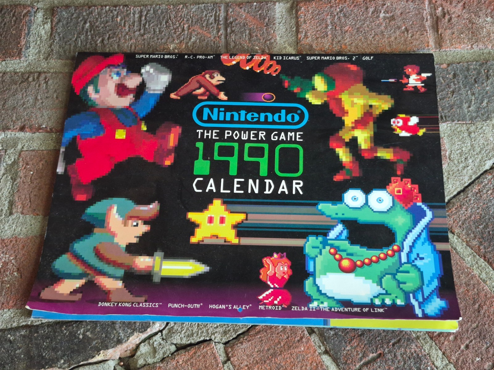 ​VTG 1990 Nintendo The Power Game Calendar Zelda Mario Metroid NES