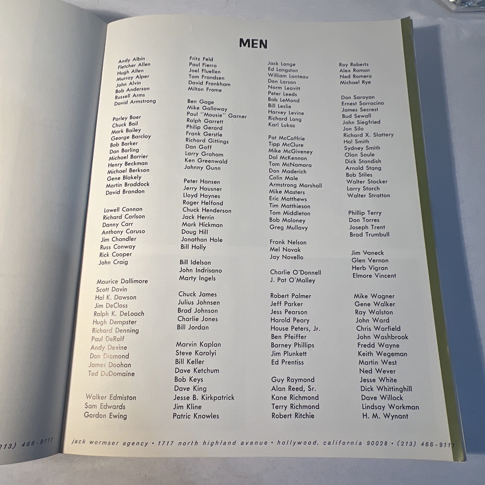 1968 JW – JACK WORMSER AGENCY, Hollywood Casting Talent Catalog Book VERY RARE!