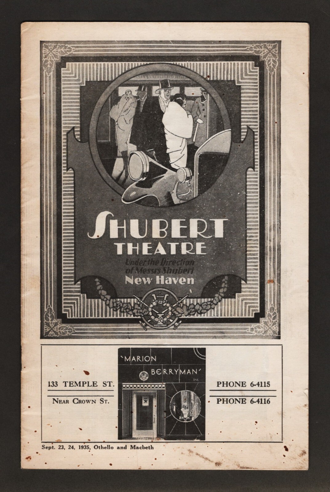 Philip Merivale “OTHELLO” Gladys Cooper “MACBETH” 1935 New Haven Tryout Playbill